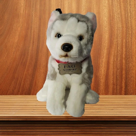 Fao schwarz puppy floppy husky" 10" - Picture 1 of 9